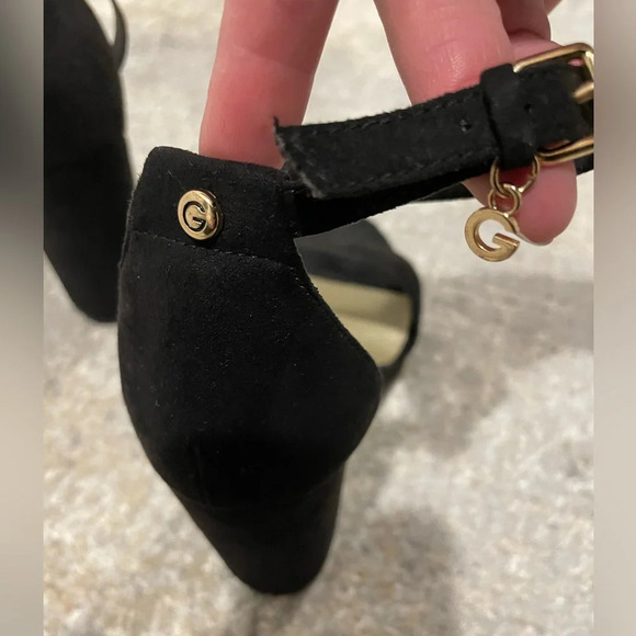 G by Guess Open Toe Ankle Strap Black 3” Heels Size 8M - Picture 5 of 13